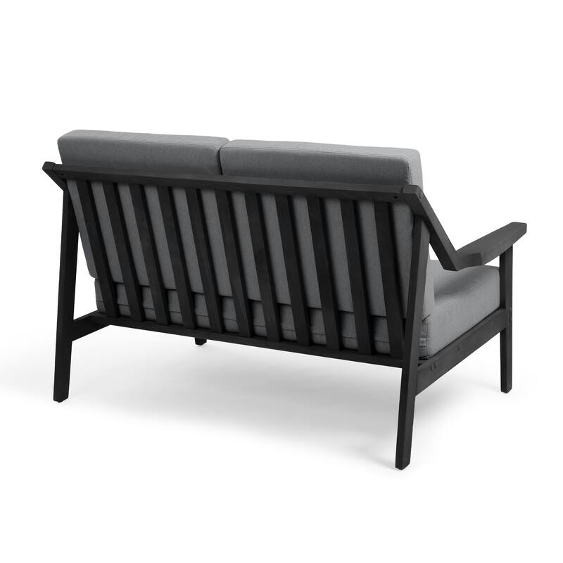 Outdoor Teak Wood Slat Back Patio Loveseat Sofa