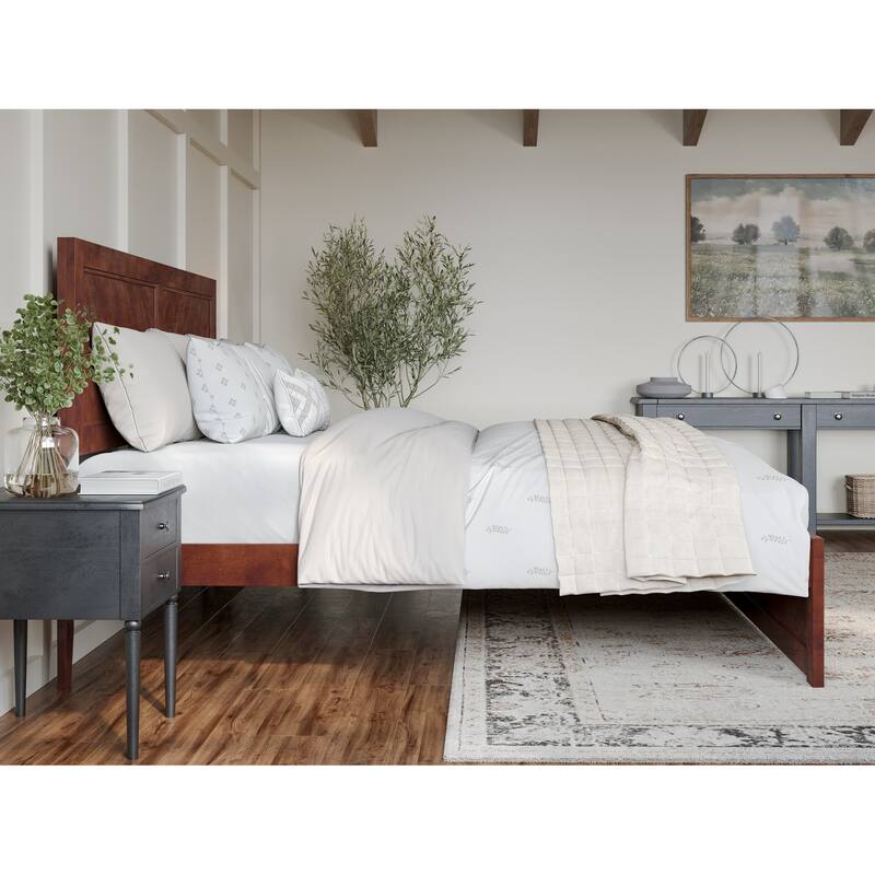 King Platform Bed - Modern Home Bedroom Set with Headboard & Footboard - Walnut Finish