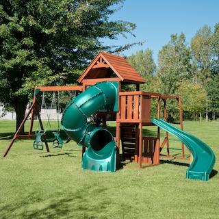 Swing-N-Slide Grandview Twist Wood Swing Set with 2 Slides