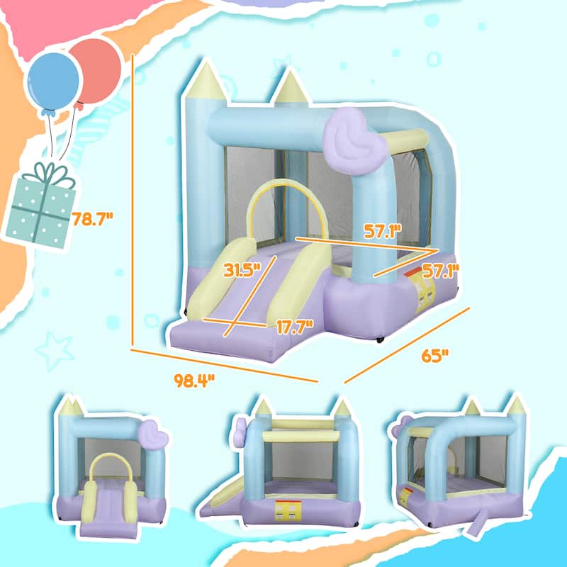 nflatable Bouncy Castle with Slide & Jumping Area Durable 420D+840D Oxford Fabric with 370W Blower for Kids Ages 3–8
