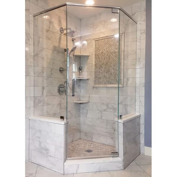 Neo 5.31 in. W Wall-Mounted Bathroom Glass Shelf in Polished Chrome Neo 5.31 in. W Wall-Mounted Bathroom Glass Shelf in Polished Chrome