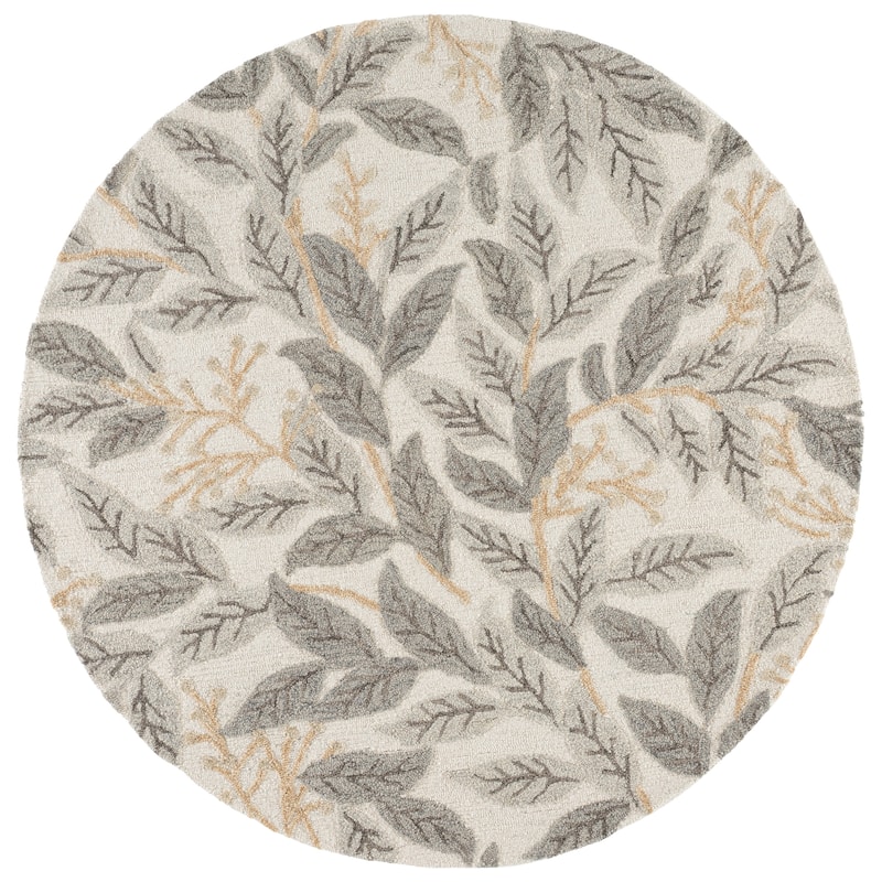 SAFAVIEH Handmade Jardin Yonca Wool Rug - 6' Round - Ivory/Grey