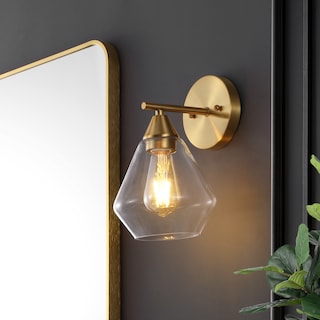 SAFAVIEH Lighting Lyona 9-inch Wall Sconce (Set of 2) - Gold/Clear - 7"W x 9"D x 11"H