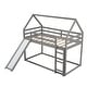 preview thumbnail 6 of 16, Modern Twin Size Wood Bunk House Bed with Slide, Ladder & Roof, Gray