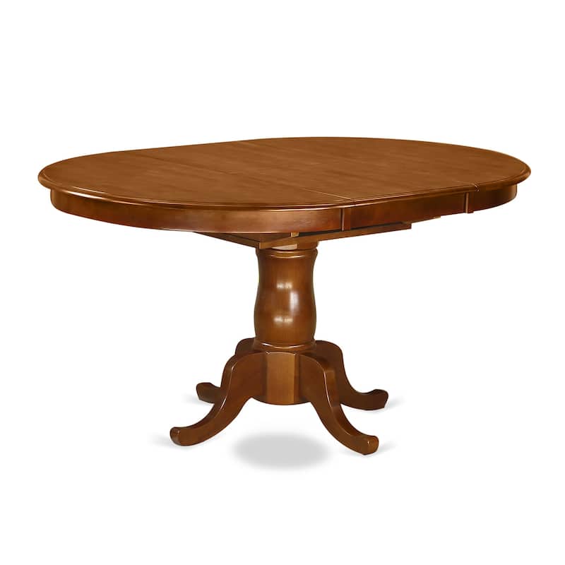 5 Piece Dining Set for 4 - Oval Table with Leaf & Linen Chairs - Kitchen Dining Room Set