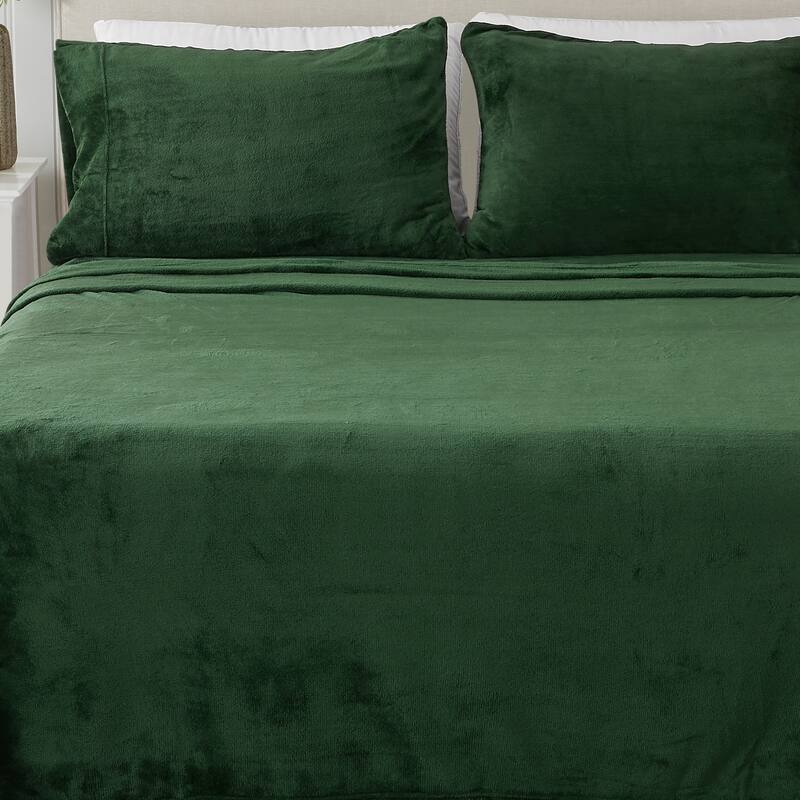 Linery & Co. Ultra Soft & Cozy Velvet Plush Fleece Printed Sheet Set - California King - Emerald
