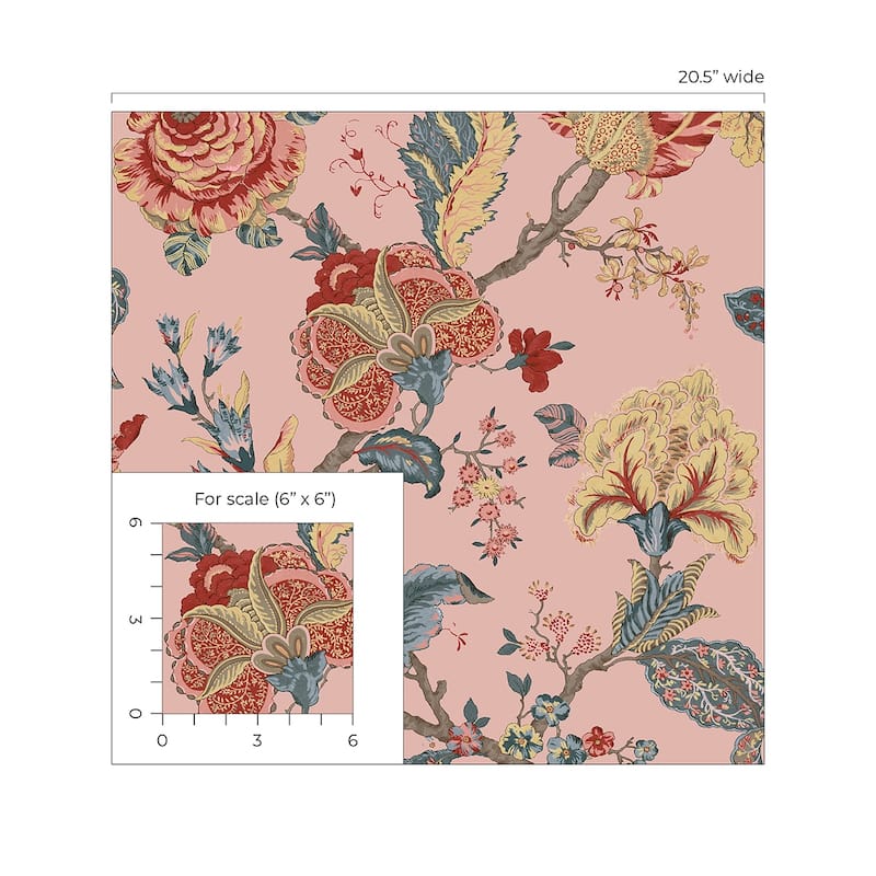 Seabrook Designs Lana Jacobean Prepasted Wallpaper