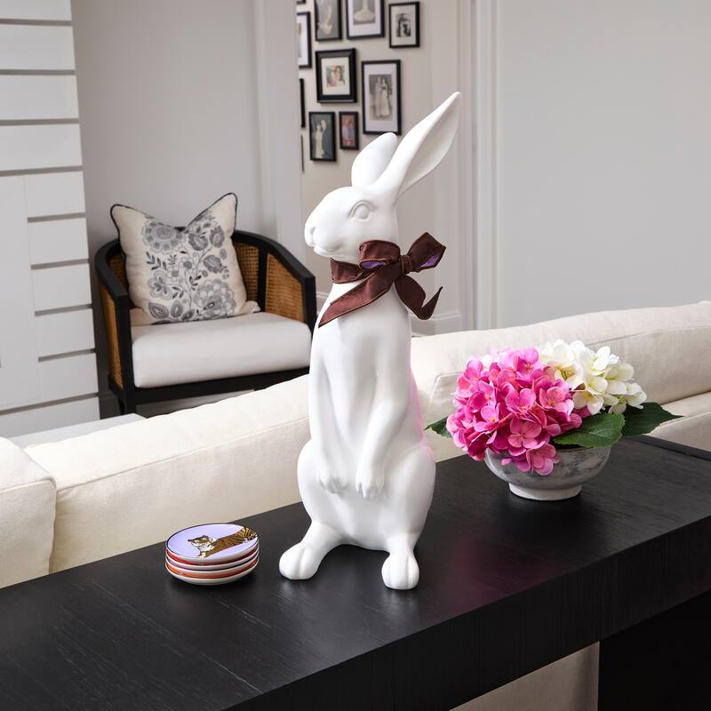 20.5" Resin White Standing Bunny
