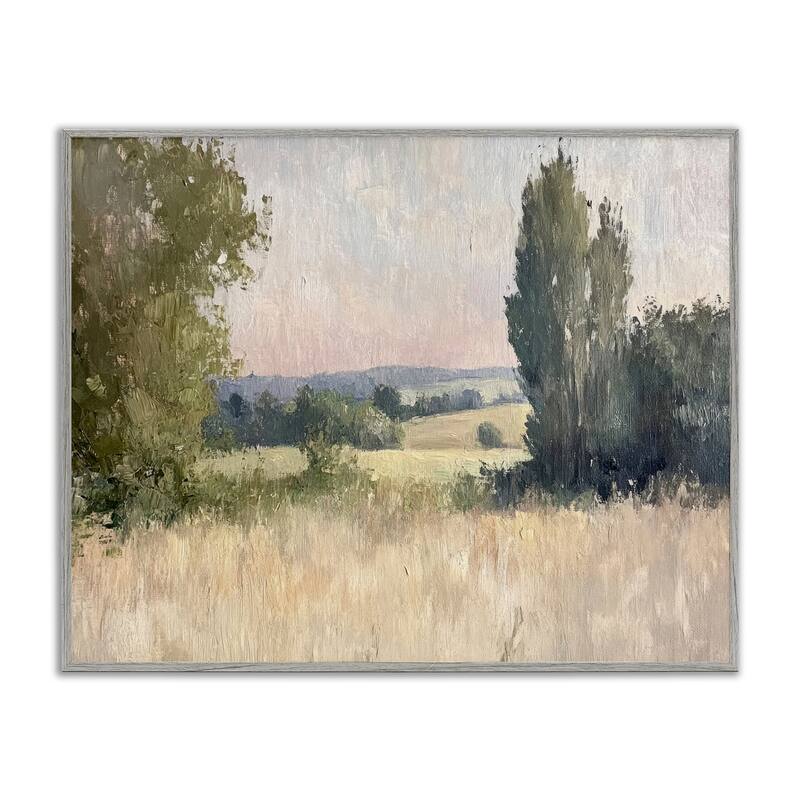 Stupell Tranquil Abstract Countryside Framed Giclee Art Design By Petal Prints Design - 20 x 16 - Grey