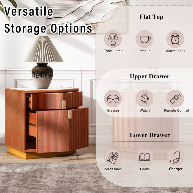 Christopher Knight Home - Silvio Nightstand with Manufactured Wood and Prism Silhouette