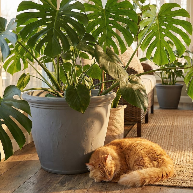 Sunnydaze Anjelica Polyresin Large Round Outdoor Planter - 24" - Set of 2