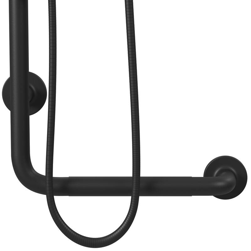 ErgoSlideBar Ergonomic Soft Grip 32mm Diameter ADA Compliant 500 lb Weight Capacity Slide Bar and Handshower Left Matte Black