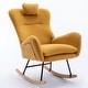 preview thumbnail 32 of 48, Modern Living Room Teddy Fabric Rocking Chair with Pocket and Headrest, Dark Green