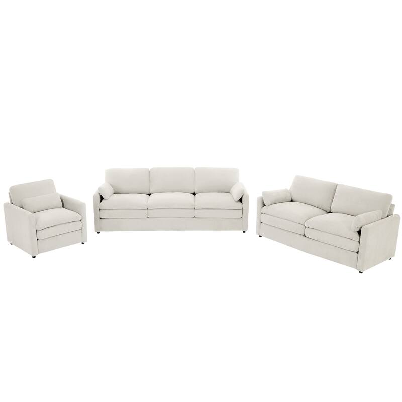 Roomfitters Cozy Oversized Cloud Sofa Group Upholstered 3-Piece Set with Double Plush Cushions for Living Room