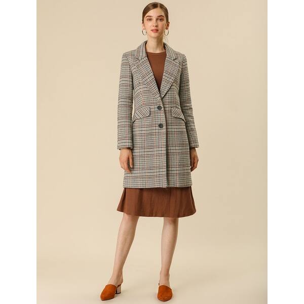 Shop Women S Classic Winter Outerwear Buttoned Plaid Houndstooth
