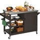 preview thumbnail 9 of 14, Moasis Solid Wood Bar Cart Grill Table Stainless Steel Top for Patio Kitchen Island Coffee