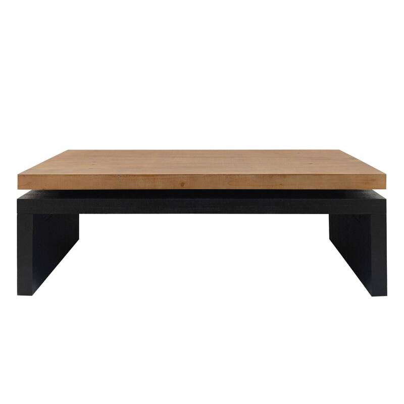 HomeRoots 48" Natural and Black Wood Floating Frame Coffee Table - 47.64 in. x 16.30 in. x 23.62 in.