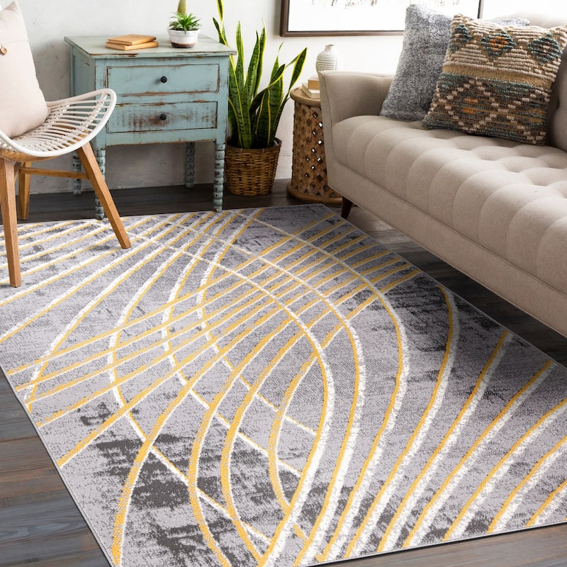 World Rug Gallery Modern Geometric Stripes Area Rug
