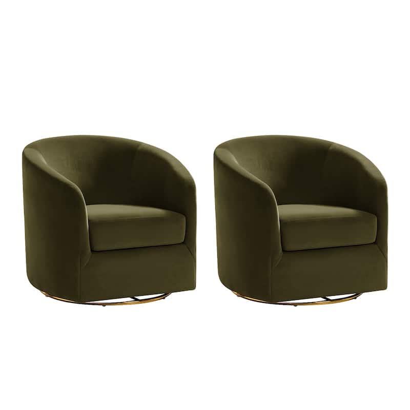 Eleuterio Modern Upholstered Swivel Accent Barrel Chair with Metal Base Set of 2 by HULALA HOME