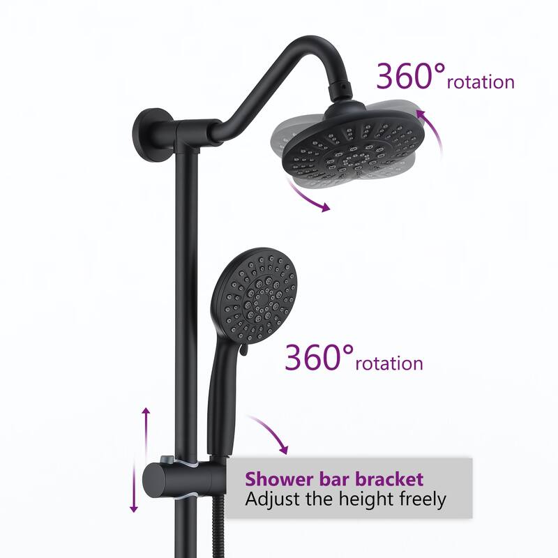 YASINU 6 Inch Rain Showerhead With 6 Sprayer Handheld Rain Shower System