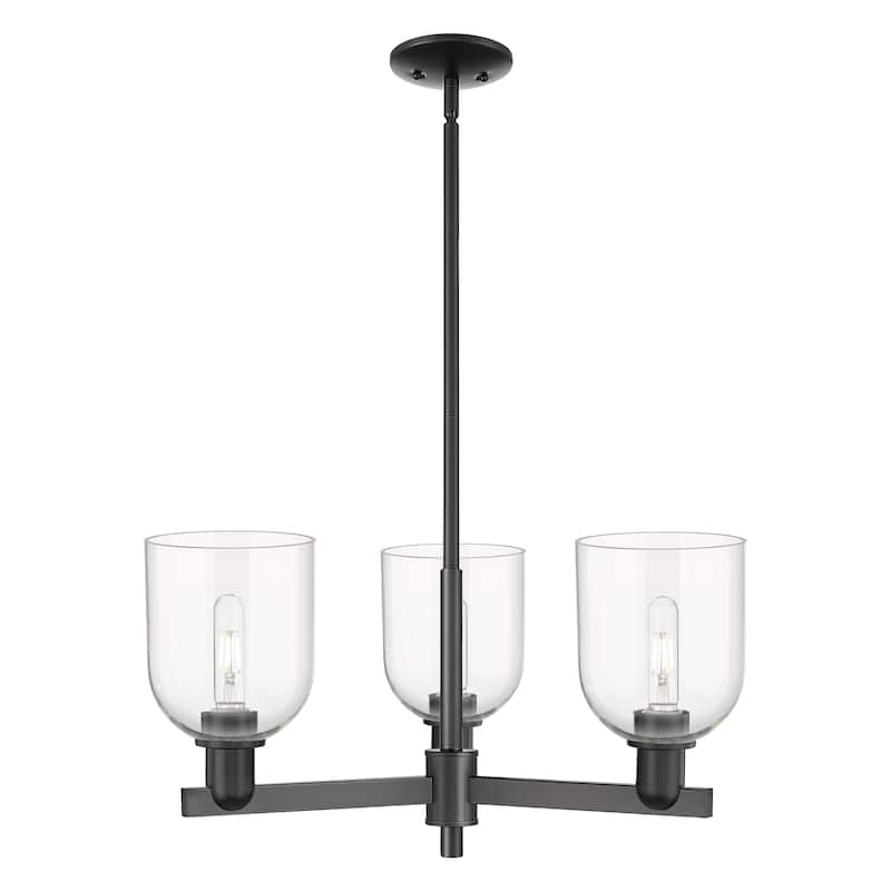 Innovations Lighting Endless Possibilities Arcadia - Bella - 3 Light 27" Stem Hung Chandelier - Clear/Matte Black