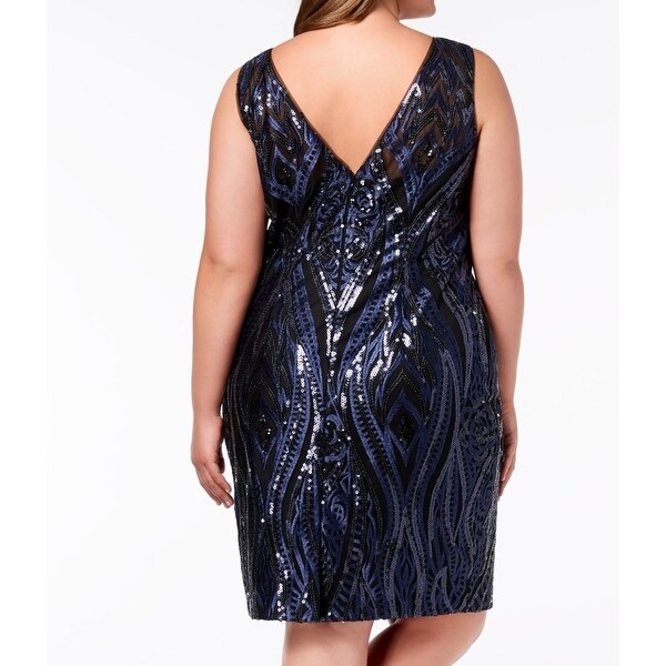 calvin klein navy sequin dress