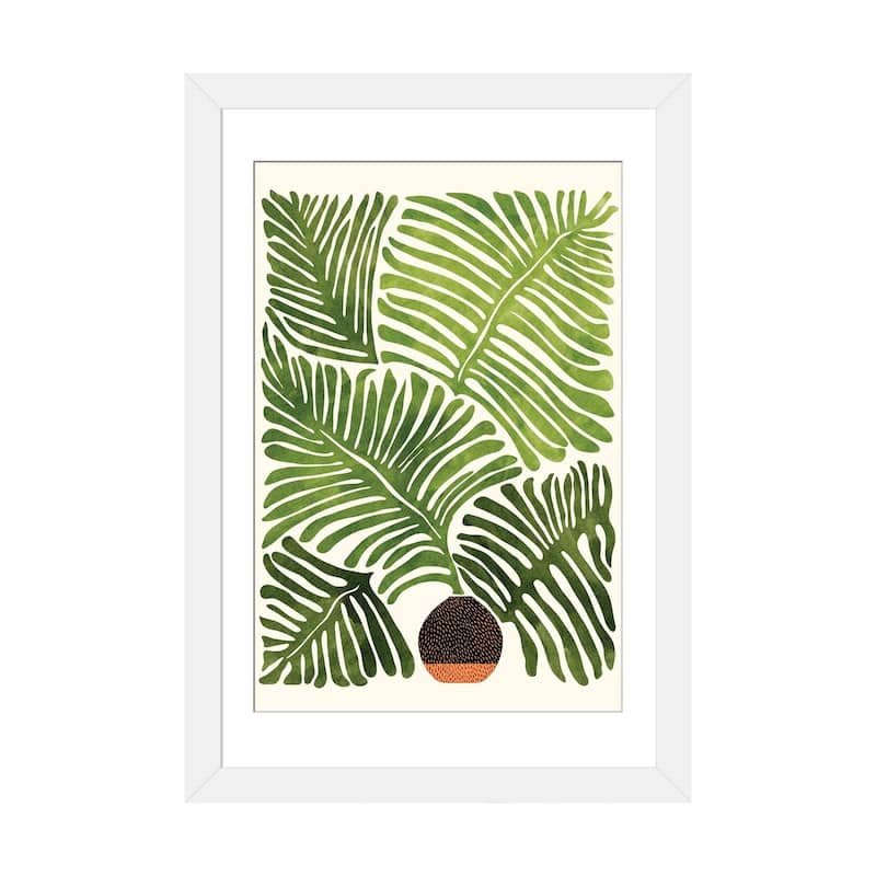 iCanvas "Summer Fern" by Modern Tropical - White - 32x24x1