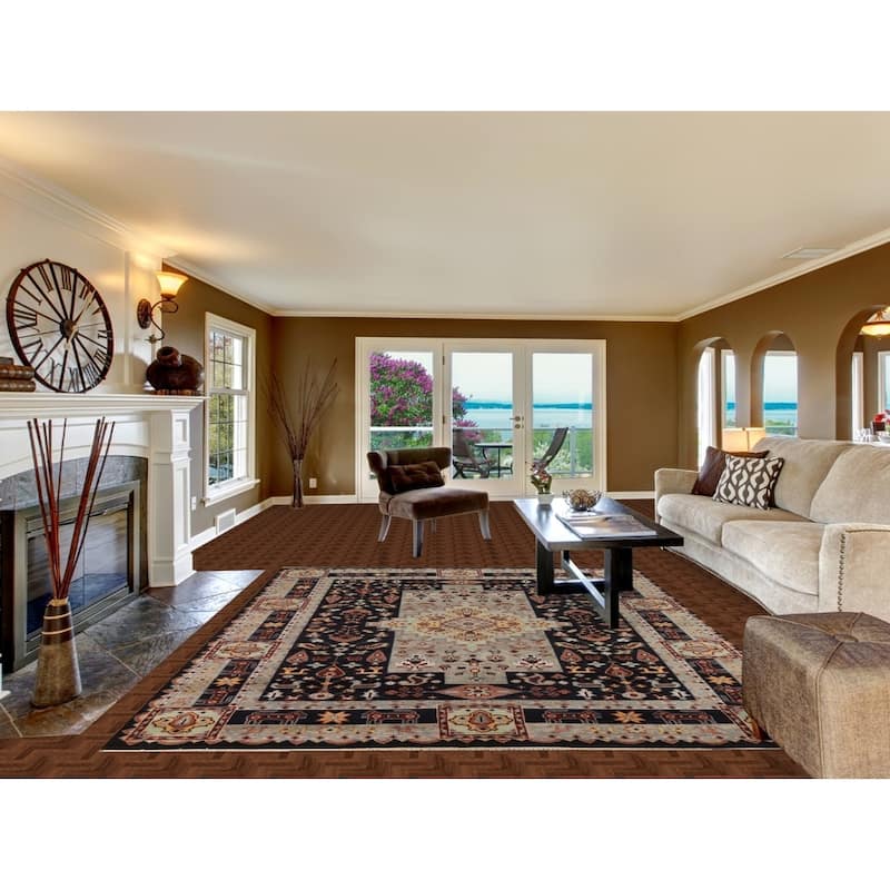 Hand Knotted Oriental 100% Wool Carpet Traditional Tribal Navy Blue & Blues Heriz (serapi) Area Rug - 9' 10'' X 8' 0''