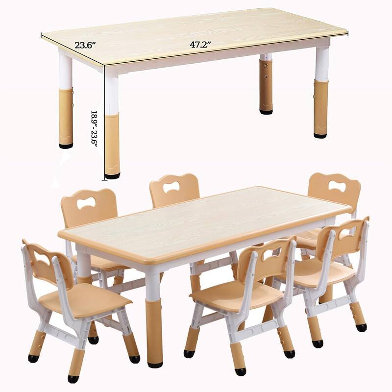 Kids Table and 6 Chair Set Activity Art Table for Classroom Daycares