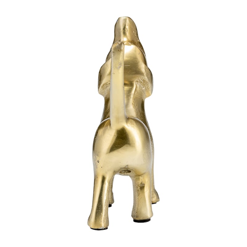 Decorative Howling Dog Figurine Statue - 8", Gold & Metallic - 7.5"