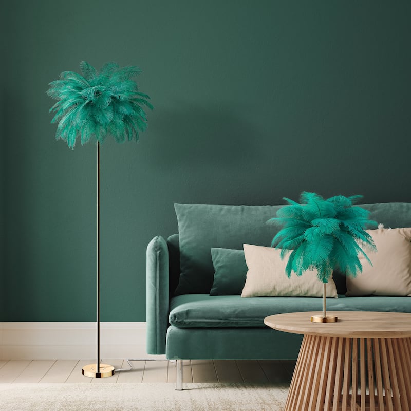 63 Inch Feather Tripod Floor Lamp With Bulbs