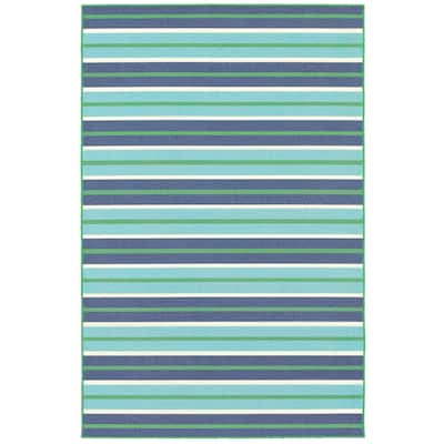 Modesto Blue Green Geometric Outdoor Casual Area Rug