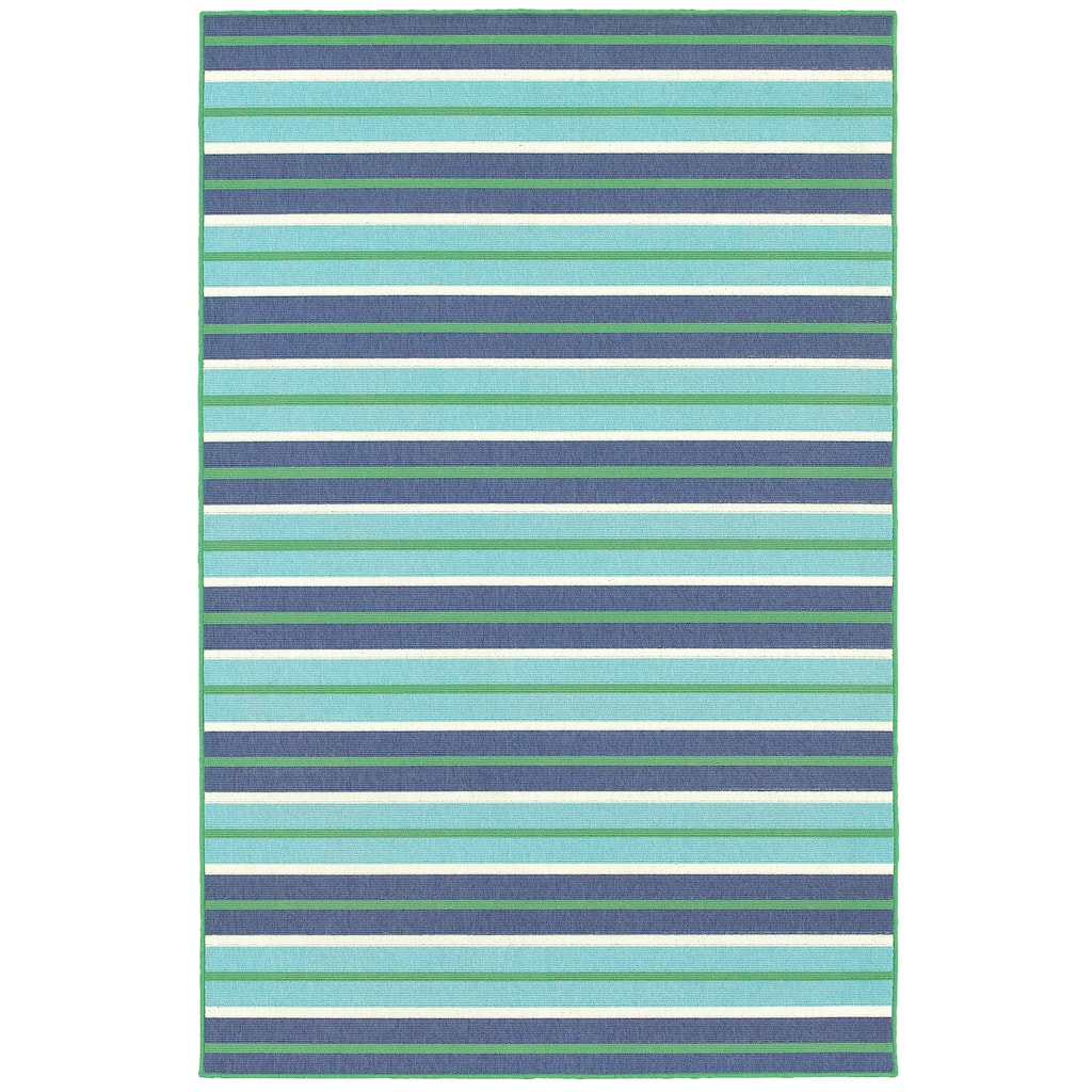 Modesto Blue Green Geometric Outdoor Casual Area Rug