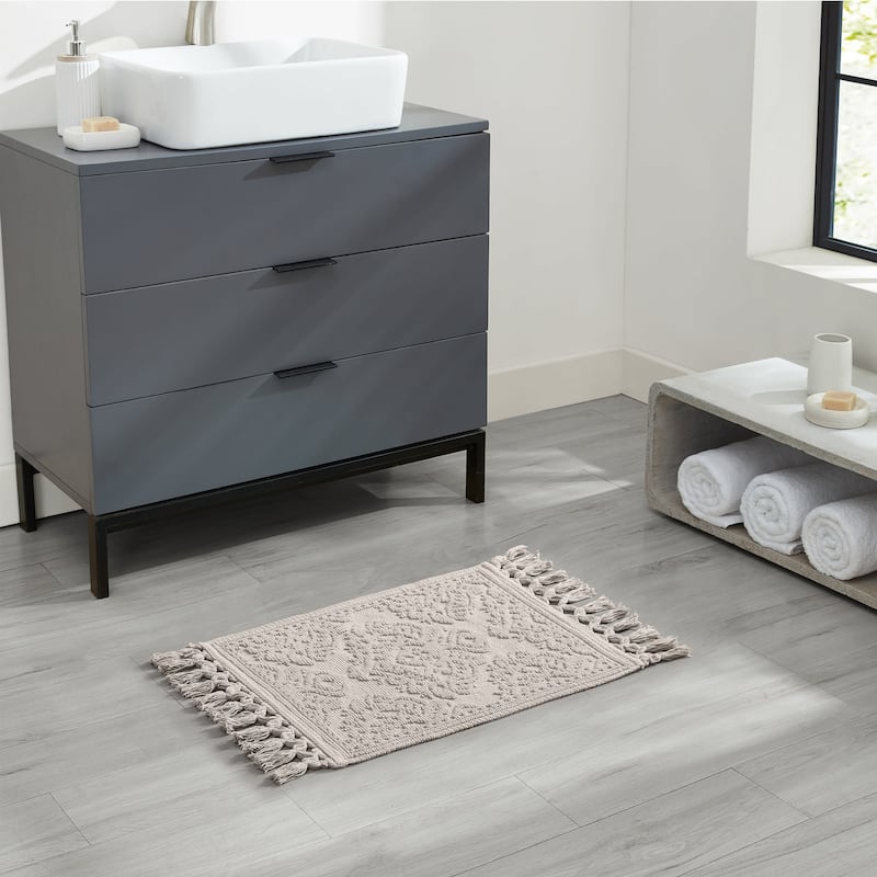 Jean Pierre Ricardo Cotton Fringe 2-Piece Bath Rug Set