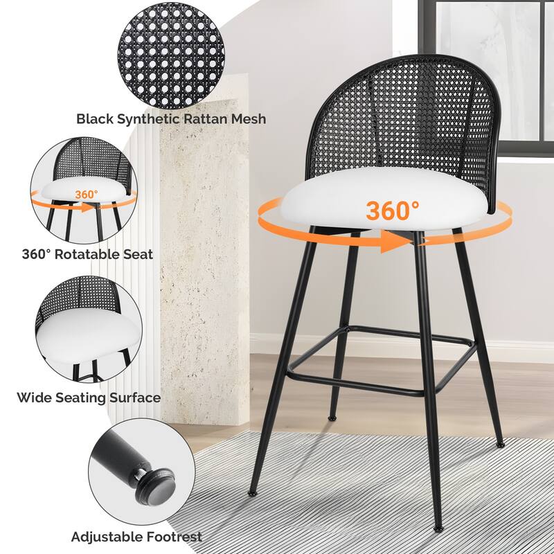 26"/29" Swivel Barstools Counter Height Bar Stool w/ Metal Legs