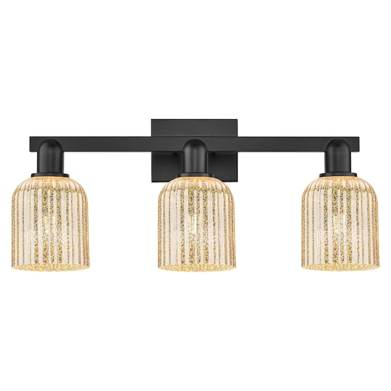 Innovations Lighting Downtown Urban - Bridal Veil - 3 Light 24" Bath Vanity Light - Matte Black, Mercury