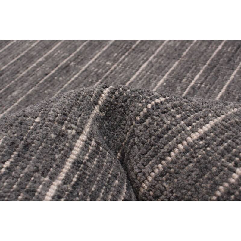 ECARPETGALLERY Braided Weave Kashkuli Gabbeh Grey Wool Rug - 8'2 x 9'6