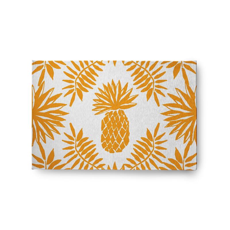 Pineapple Leaves Spring Chenille Indoor/Outdoor Rug - Mango - 2' x 3'