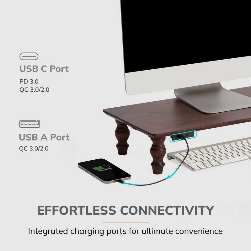 Jani Wood Monitor Stand Riser Desk - Ergonomic Design Stand, Desktop Organizer Table for Home, Office Workspace, Gaming Desk