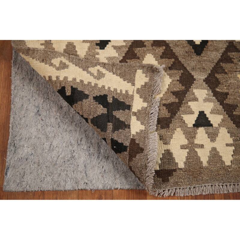 Hand Woven Oriental 100% Wool Carpet Southwestern Geometric Brown Kilim Area Rug - 6' 5'' X 5' 0''