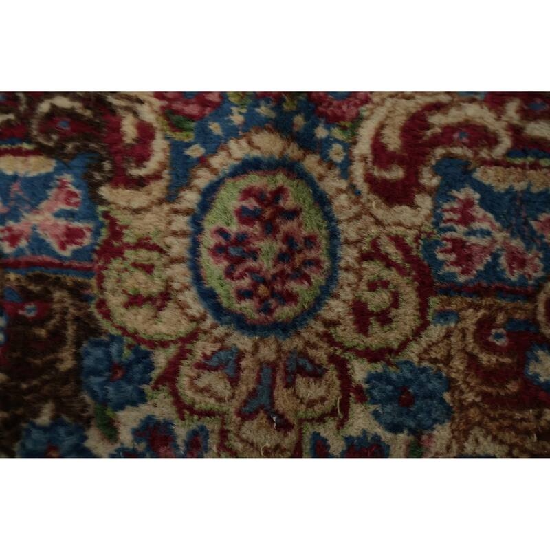 Hand Knotted Oriental 100% Wool Carpet Traditional Floral Beige & Ivories Kerman Runner Rug - 19' 3'' X 3' 1''