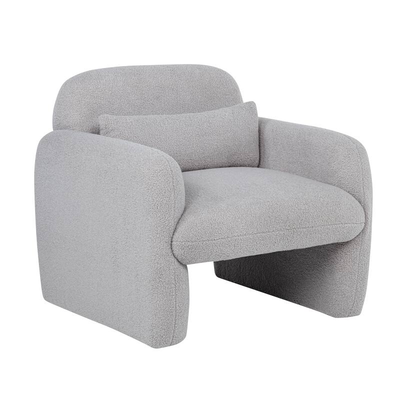 Stylish and Minimalist Teddy Fleece Single Sofa Chair with Arms and Pillow