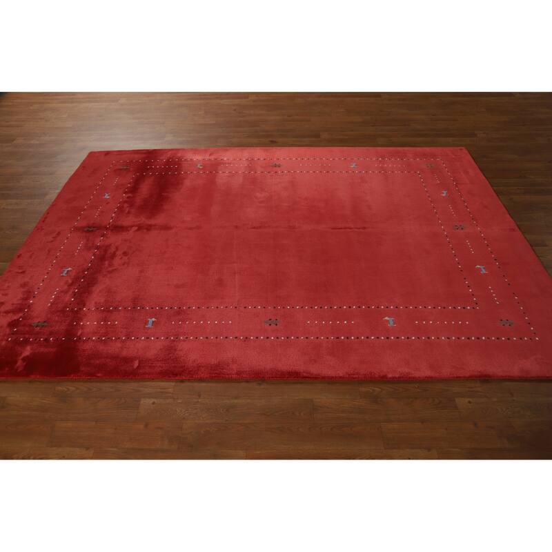 Tribal Gabbeh Indian Area Rug Handmade Red Modern Wool Carpet - 5'4" x 7'6"