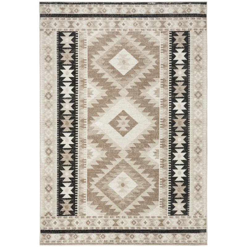 HomeRootsGeometric Bohemian Rectangle Area Rug - 84' X '63' X '0.25