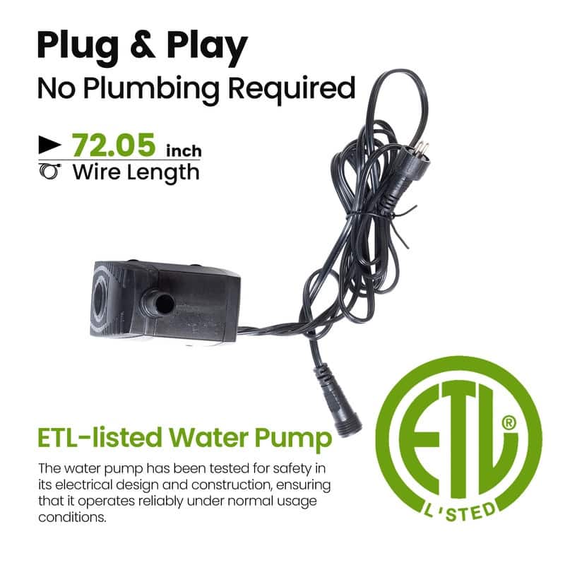 Vbal 40.75in Modern Minimalist Water Curtain Fountain with LED Lights