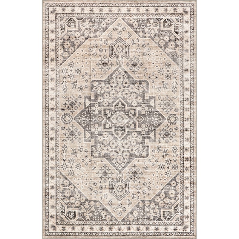 Nuloom Eira Medallion SplashGuard Machine Washable Area Rug