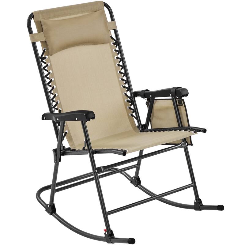 Yaheetech 26in Rocking Chair Foldable Outdoor Lounge Chair - Beige