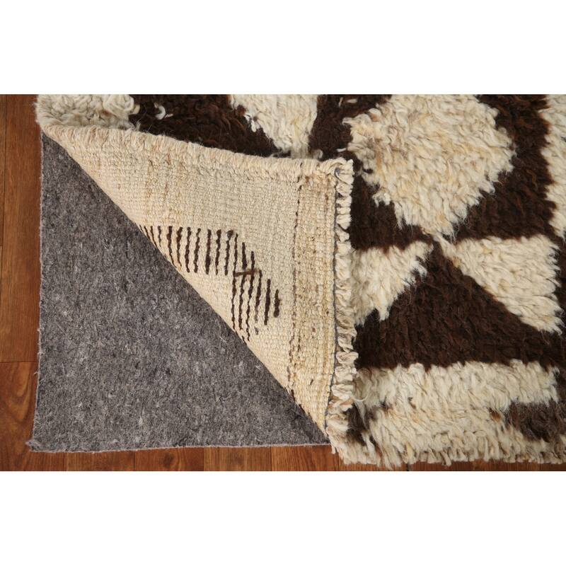 Anatolian Turkish Runner Rug Handmade Geometric Beige Wool Carpet - 3'3"x 12'5"