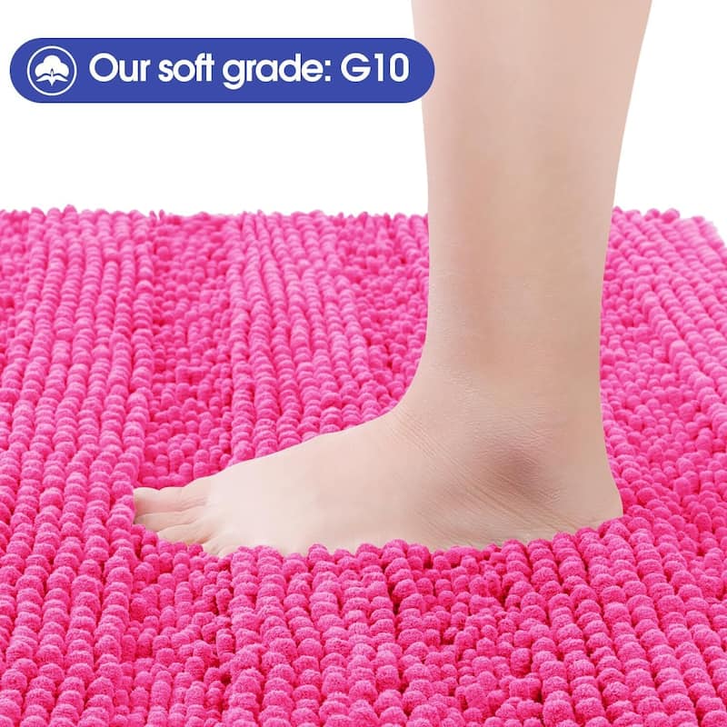 Ultra Soft Striped Non Slip Chenille Bathroom Rug Set 3 Pieces