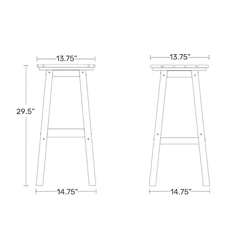 Laguna Hdpe All Weather Outdoor Patio 29" Round Bar Stool (Set Of 2)